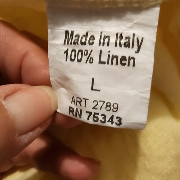 Size Large Terzo Millennio Made in Italy 100% Linen Maxi Dress Buttery Yellow - Picture 7 of 8